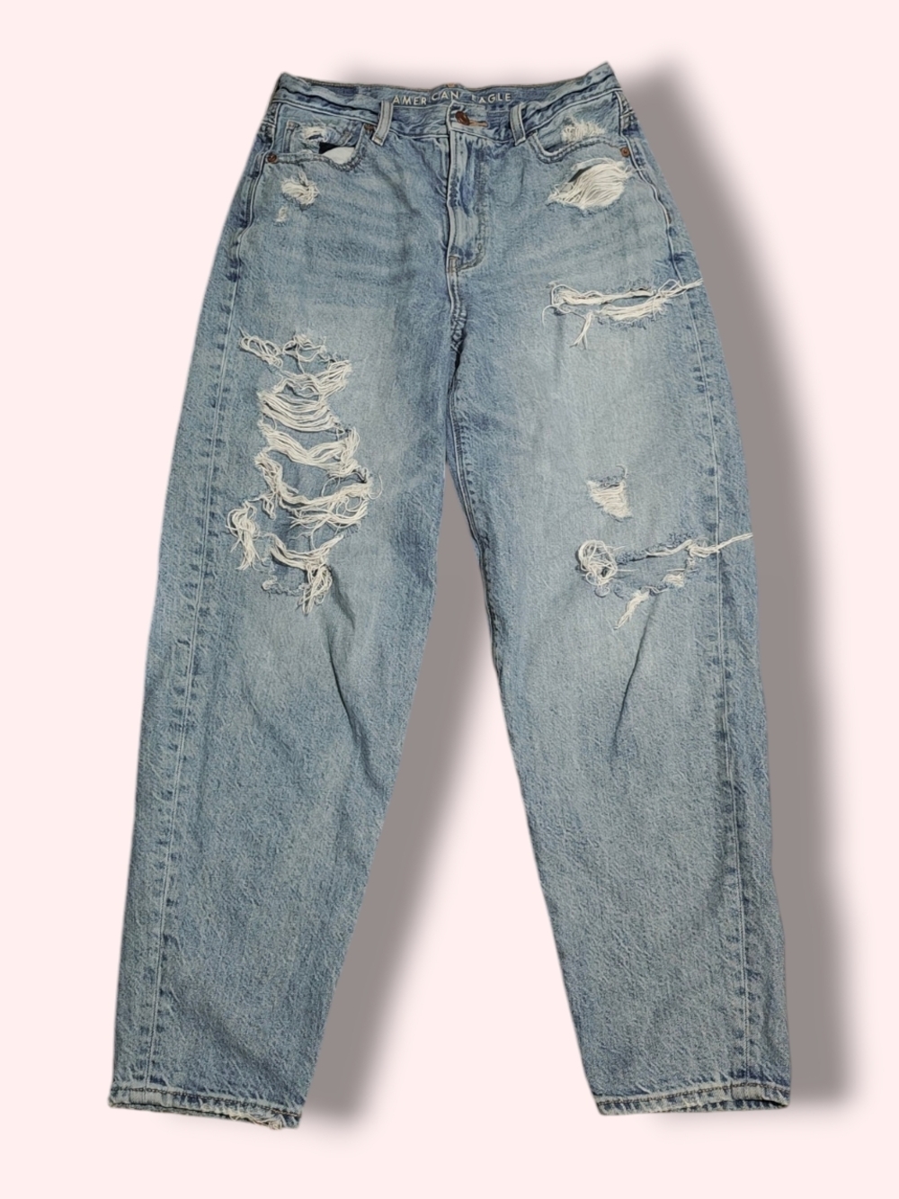 American Eagle Outfitters Light Blue Distressed Straight Leg Jeans